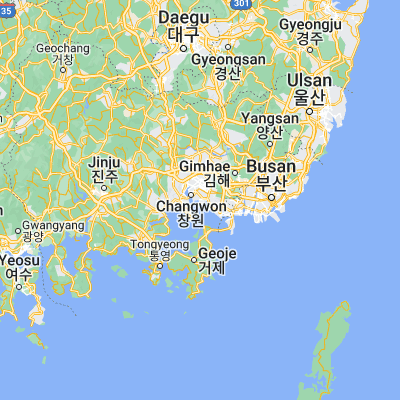 Map showing location of Chinhae (35.149440, 128.659720)