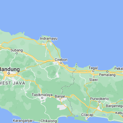 Map showing location of Cirebon (-6.706300, 108.557000)