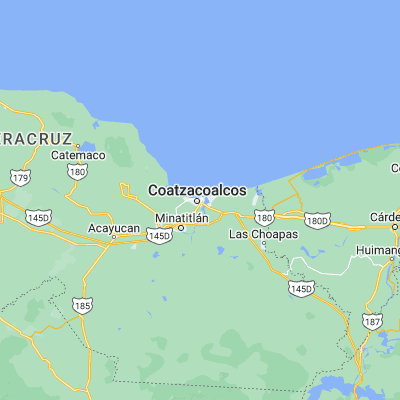 Map showing location of Coatzacoalcos (18.142120, -94.437100)