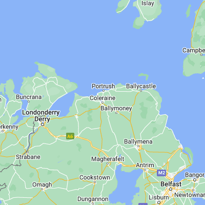 Map showing location of Coleraine (55.133330, -6.666670)