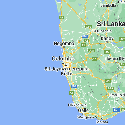 Map showing location of Colombo (6.931940, 79.847780)
