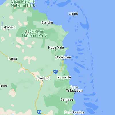 Map showing location of Cooktown (-15.439120, 145.136000)