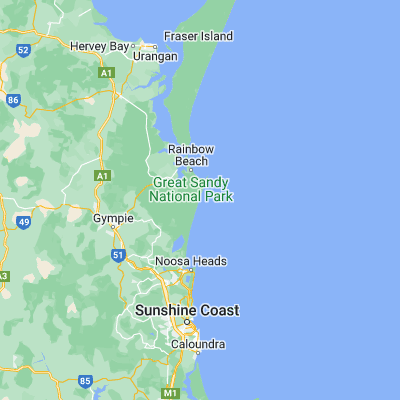 Map showing location of Cooloola Beach (-26.048400, 153.136320)