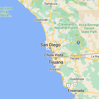 Map showing location of Coronado (32.685890, -117.183090)