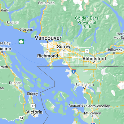 Map showing location of Crescent Beach (49.050000, -122.883330)