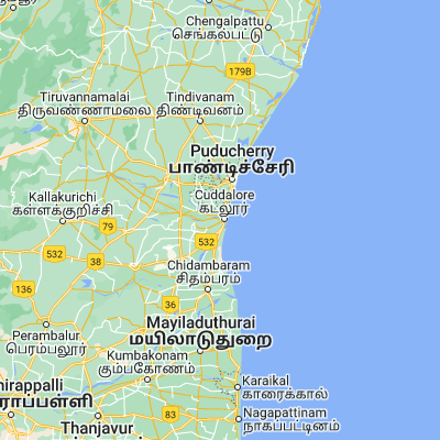 Map showing location of Cuddalore (11.750000, 79.750000)
