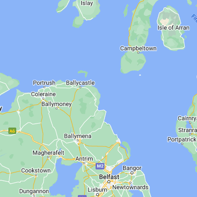 Map showing location of Cushendun (55.128650, -6.043680)