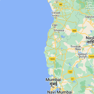 Map showing location of Dāhānu (19.966670, 72.733330)