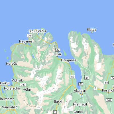 Map showing location of Dalvík (65.970180, -18.528610)