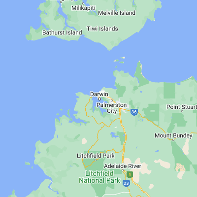 Map showing location of Darwin (-12.461130, 130.841850)