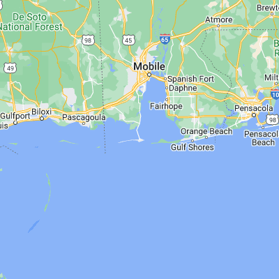 Map showing location of Dauphin Island (30.255480, -88.109720)