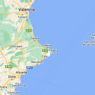 Map showing location of Denia (38.840780, 0.105740)