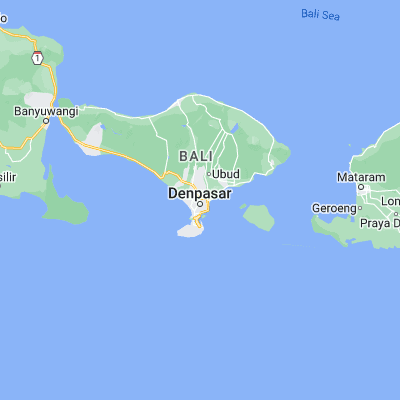 Map showing location of Denpasar (-8.650000, 115.216670)