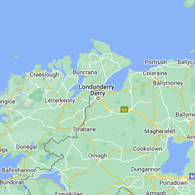 Map showing location of Derry (54.998100, -7.309340)