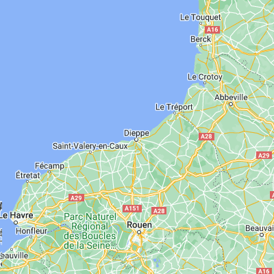 Map showing location of Dieppe (49.933330, 1.083330)