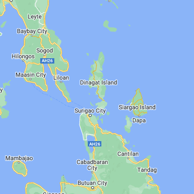 Map showing location of Dinagat (9.956110, 125.593330)