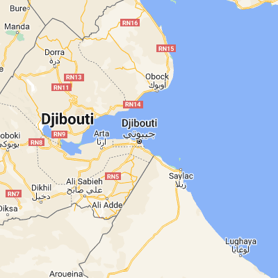 Map showing location of Djibouti (11.589010, 43.145030)