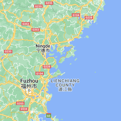 Map showing location of Dongchong (26.563060, 119.865000)