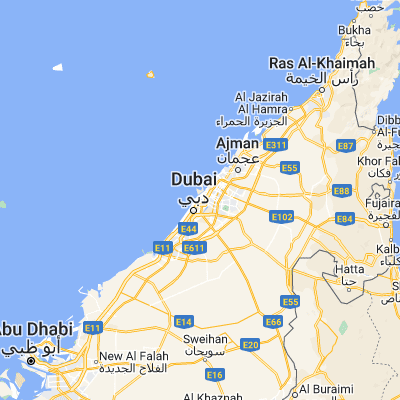 Map showing location of Dubai (25.258170, 55.304720)