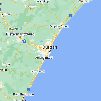 Map showing location of Durban (-29.857900, 31.029200)