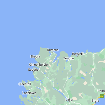 Map showing location of Durness (58.568290, -4.746320)