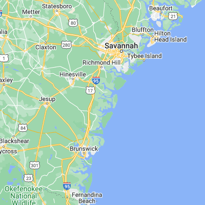 Map showing location of Eagle Neck (31.617720, -81.296210)