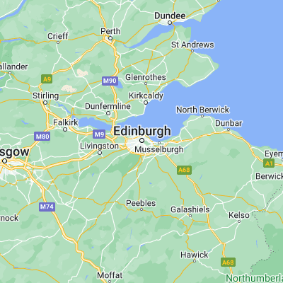 Map showing location of Edinburgh (55.952060, -3.196480)