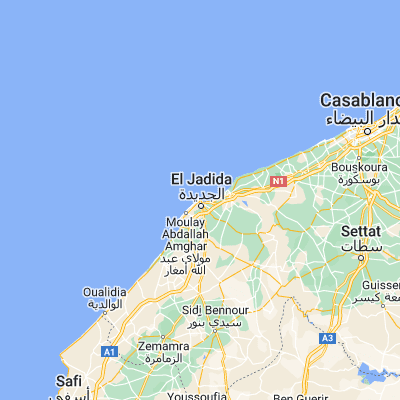 Map showing location of El Jadida (33.254920, -8.506020)