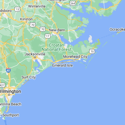 Map showing location of Emerald Isle (34.677940, -76.950780)