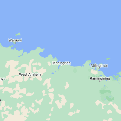 Map showing location of Entrance Island (-11.957600, 134.216700)