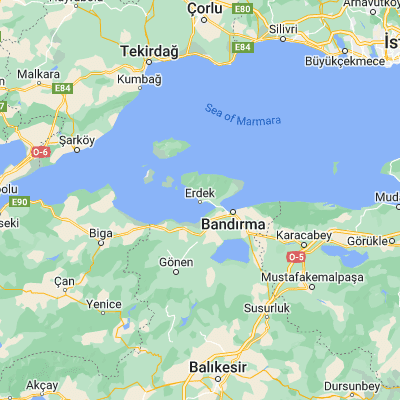 Map showing location of Erdek (40.399600, 27.793480)