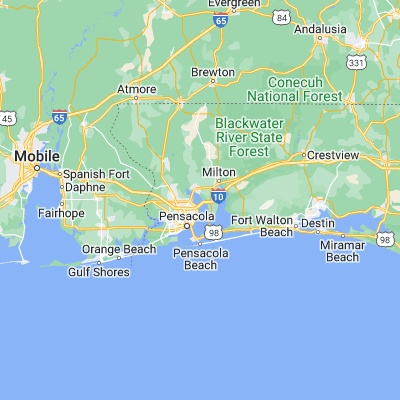 Map showing location of Escambia Bay (30.541310, -87.152190)