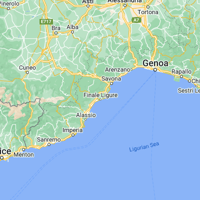 Map showing location of Finale Ligure (44.169520, 8.343600)