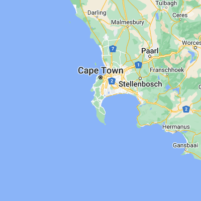 Map showing location of Fish Hoek (-34.134190, 18.424840)