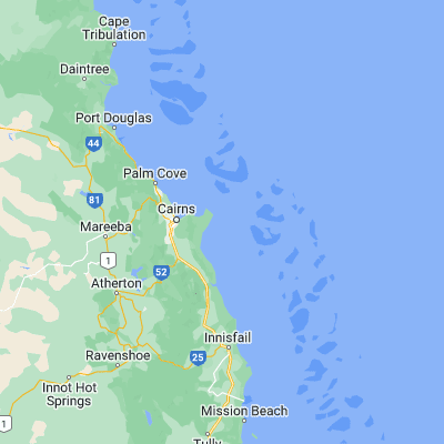 Map showing location of Fitzroy Island (-16.932020, 145.994140)