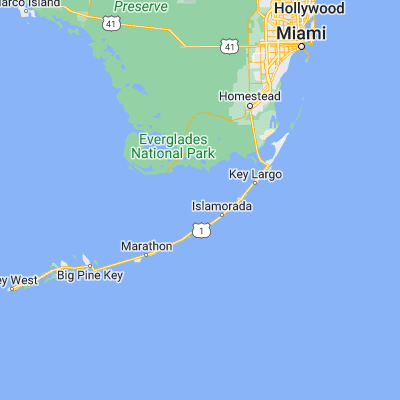 Map showing location of Florida Bay (25.000410, -80.749790)