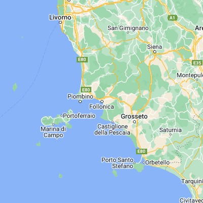 Map showing location of Follonica (42.926330, 10.761620)