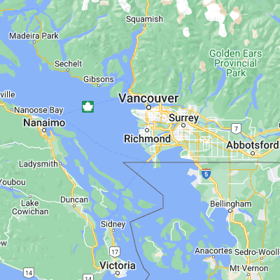 Map showing location of Fraser River (49.116360, -123.185940)