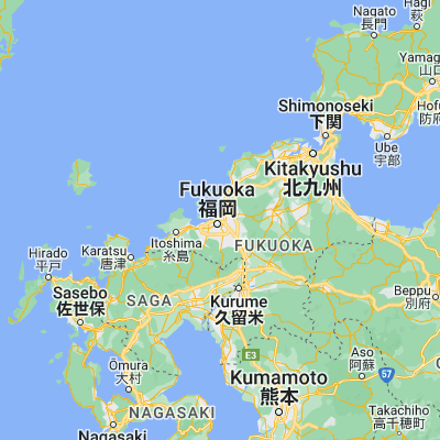 Map showing location of Fukuoka-shi (33.606390, 130.418060)