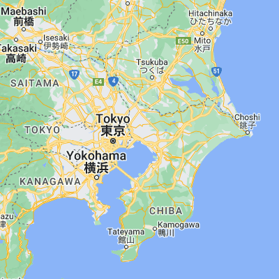 Map showing location of Funabashi (35.693060, 139.983330)