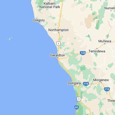 Map showing location of Geraldton (-28.778970, 114.614590)
