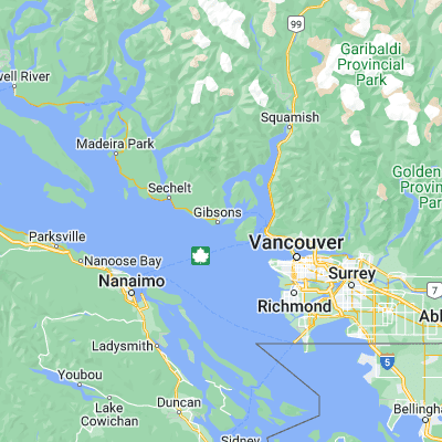 Map showing location of Gibsons (49.399650, -123.502680)