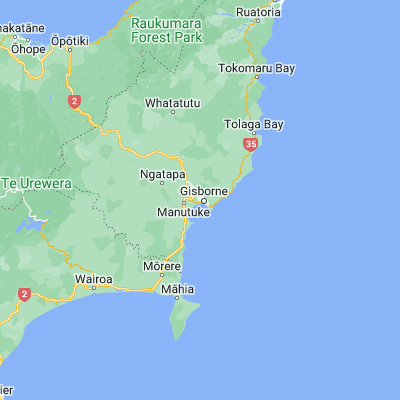 Map showing location of Gisborne (-38.653330, 178.004170)