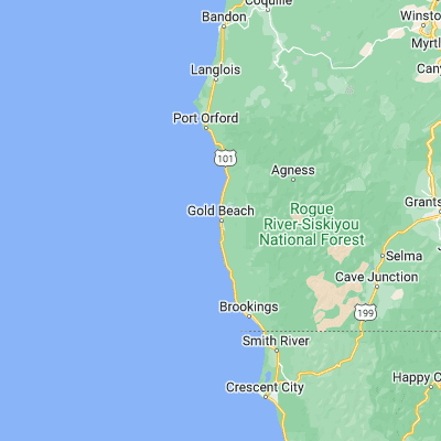 Map showing location of Gold Beach (42.407330, -124.421770)