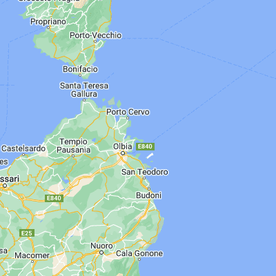 Map showing location of Golfo Aranci (41.006480, 9.614530)
