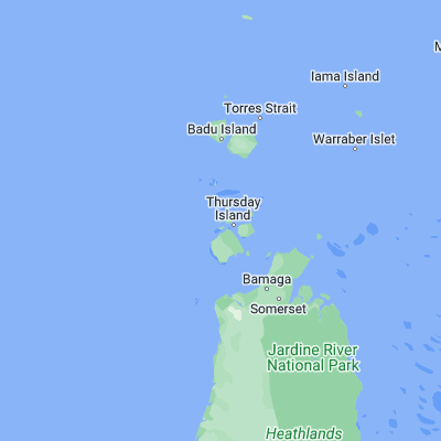 Map showing location of Goods Island (-10.562670, 142.159730)