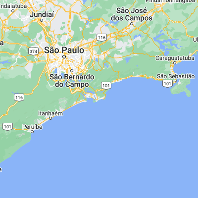 Map showing location of Guarujá (-23.993060, -46.256390)