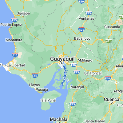 Map showing location of Guayaquil (-2.166670, -79.900000)