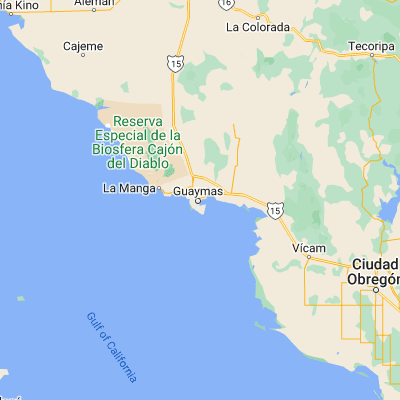 Map showing location of Guaymas (27.918180, -110.899730)
