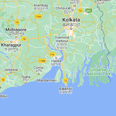 Map showing location of Haldia (22.060460, 88.109750)